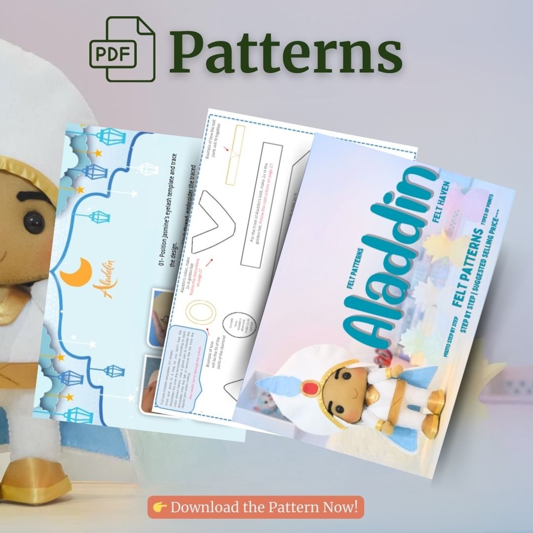 Aladdin Felt Pattern – Plush PDF Template | FeltHaven